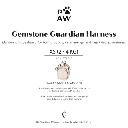 PAW - XS (2-4Kg) Dog Step-in Guardian Harness with Reflective Mesh - Soft Pink - Rose Quartz Charm