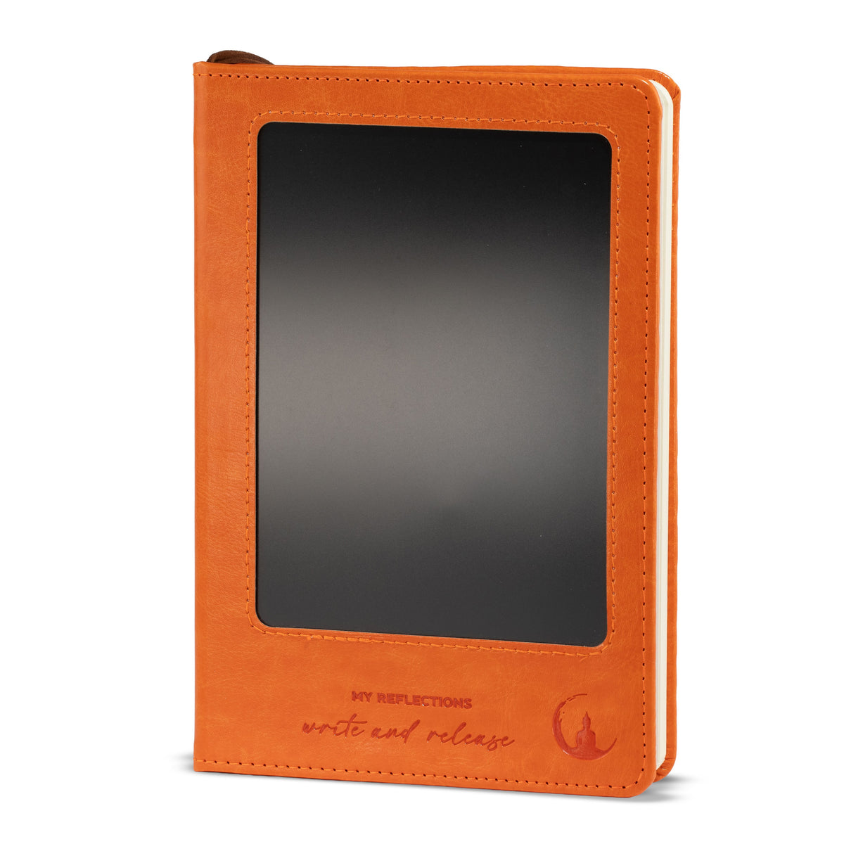 A5 Intention Note Book - LCD Wipe Screen - Orange Leather Effect - 80 Leafs
