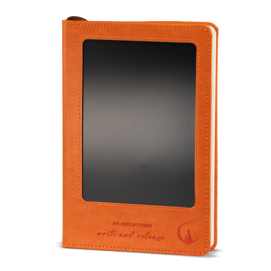 A5 Intention Note Book - LCD Wipe Screen - Orange Leather Effect - 80 Leafs