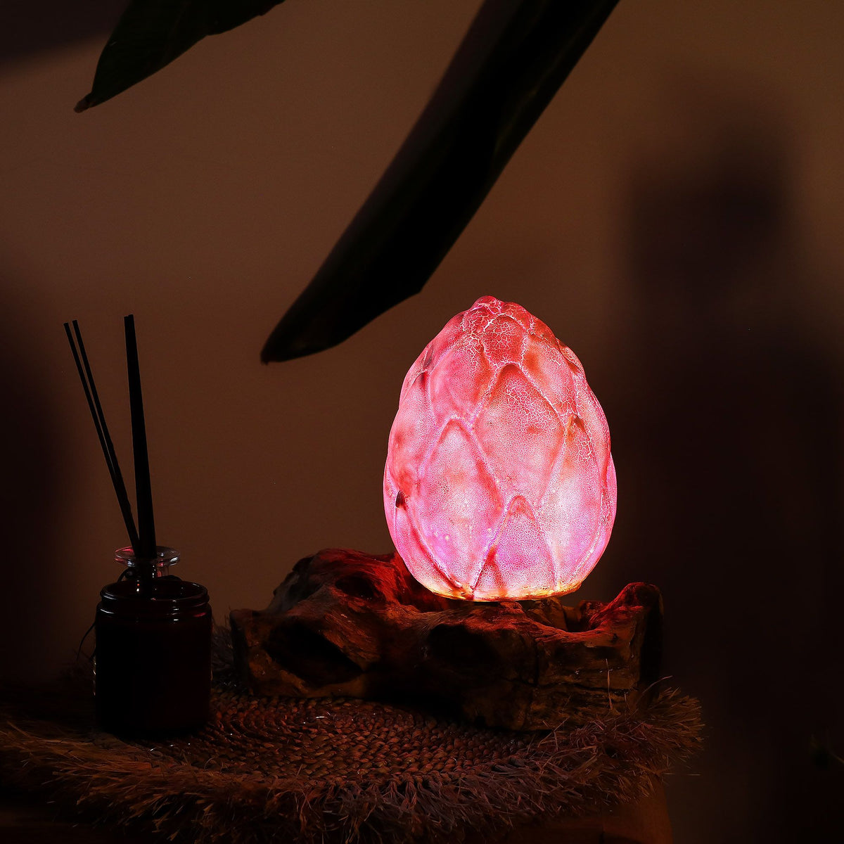 DriftGlow Lamp Crackle Lotus Flower Shade - Purple