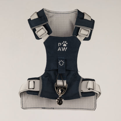 PAW - S (4-8Kg) Dog Step-in Guardian Harness with Reflective Mesh - Rock Grey - Black Obsidian Charm