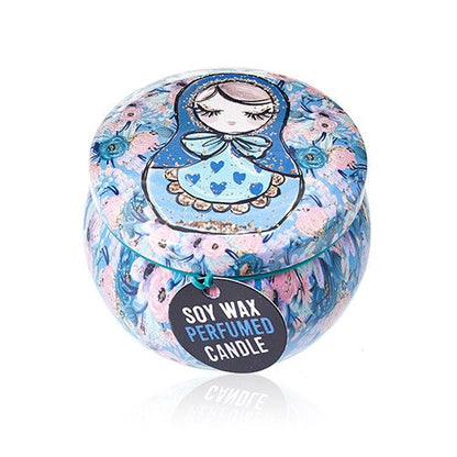 Dolly Blue Art Tin Candle - Assorted Russian Dolls Designs