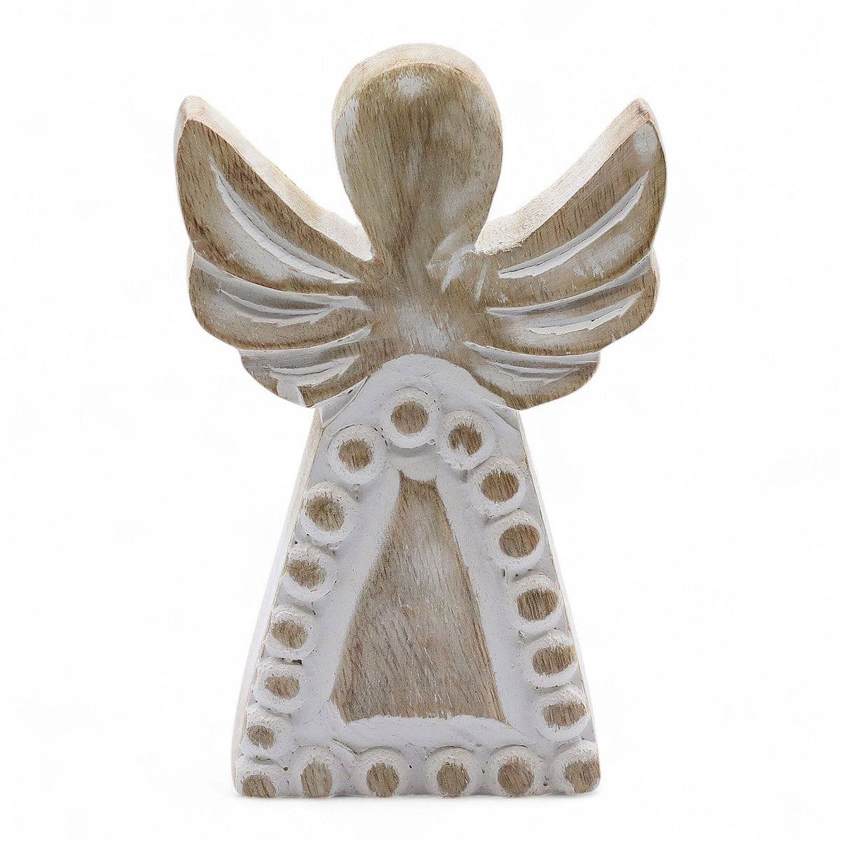 Mango Wood Angel - Whitewash (13cm)