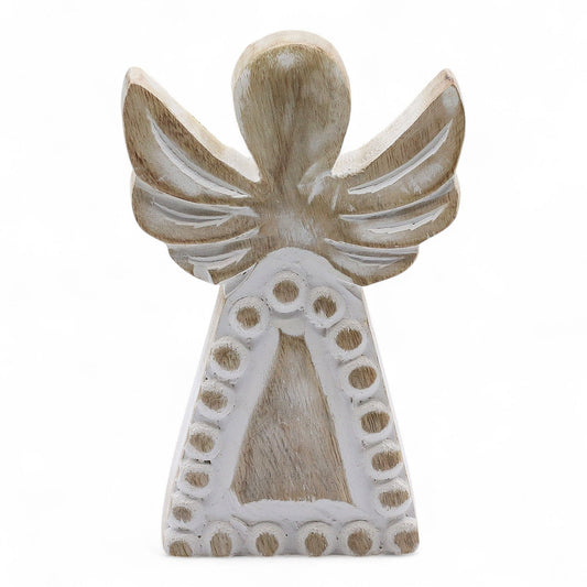 Mango Wood Angel - Whitewash (13cm)