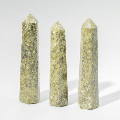 Gemstone Six Face Obelisk Point approx 11cm  - Epidote