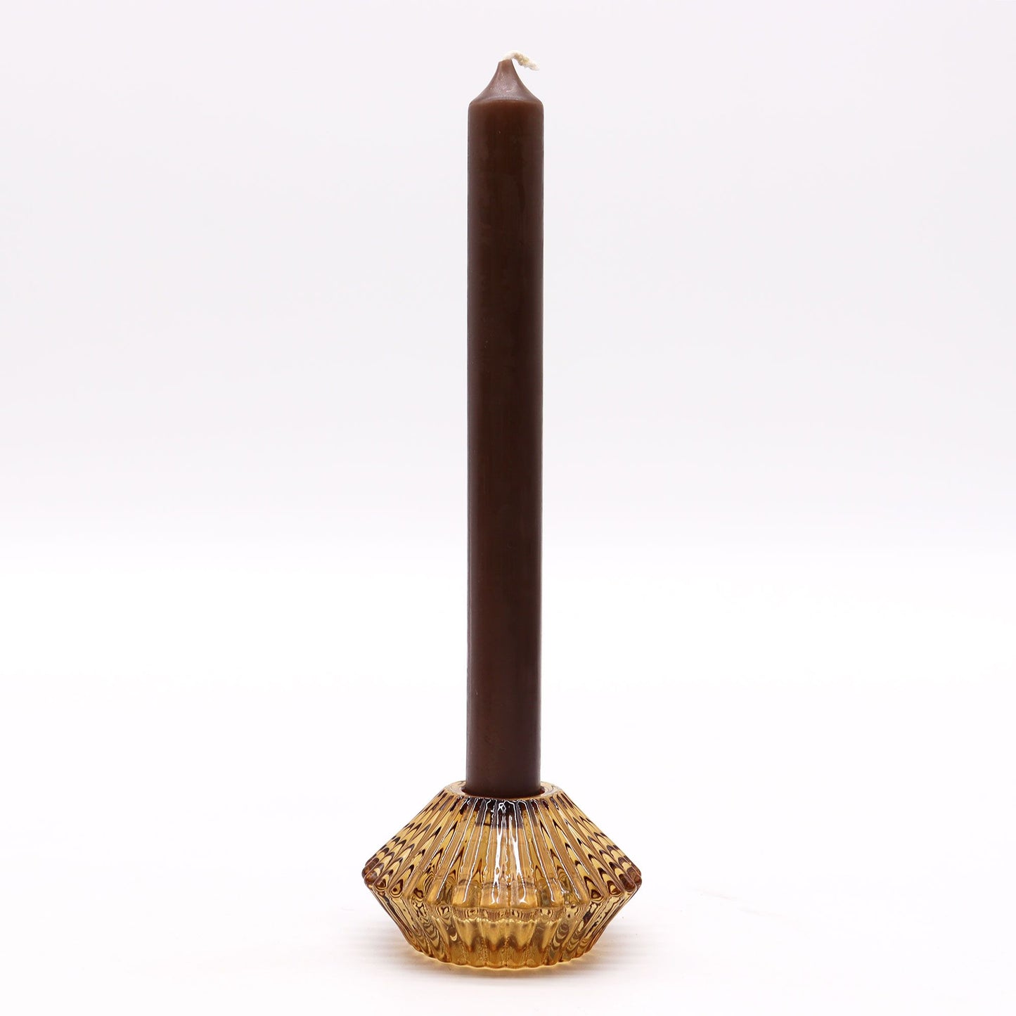 Pair of Flower Flip Dinner Candle / Tealight Holders - Antique Amber