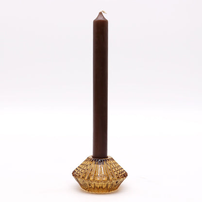 Pair of Flower Flip Dinner Candle / Tealight Holders - Antique Amber
