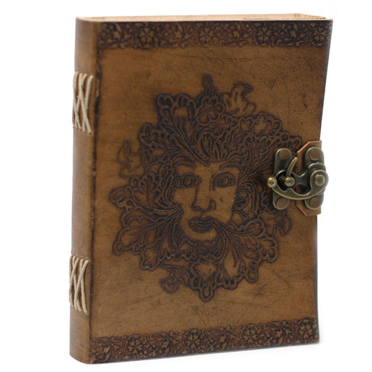 Leather Greenman Notebook - 20x15.5cm
