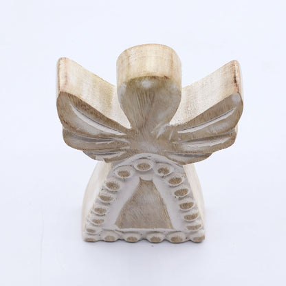 Mango Wood Angel - Whitewash (13cm)